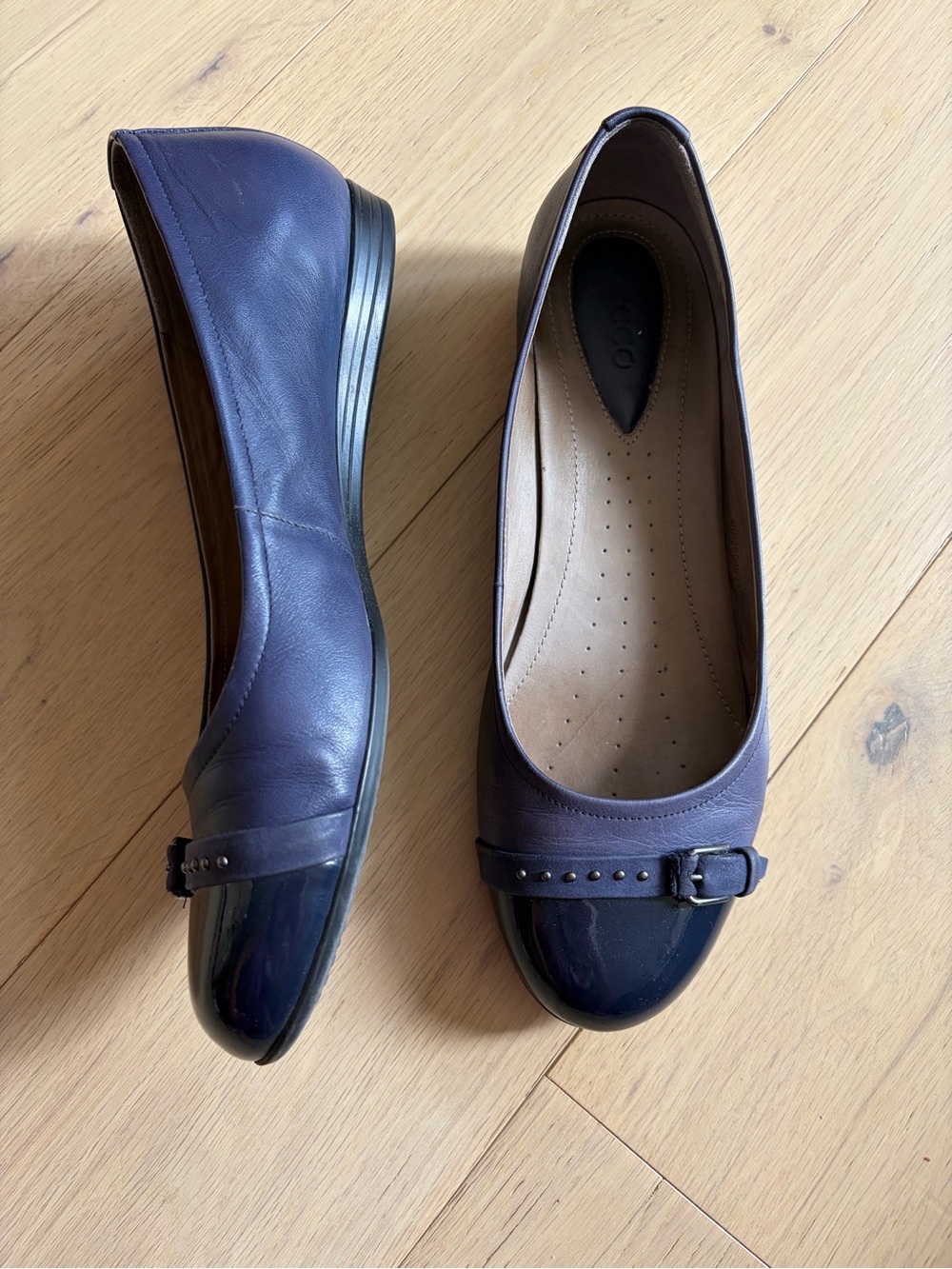 Women's Ballet Flats blue navy leather size 40